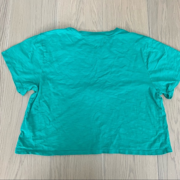 Tommy Hilfiger green short sleeve t-shirt crop top logo size large white - Picture 3 of 4